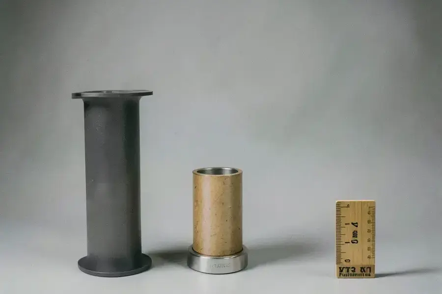 Product photography set with softboxes and a ruler beside a photographed object